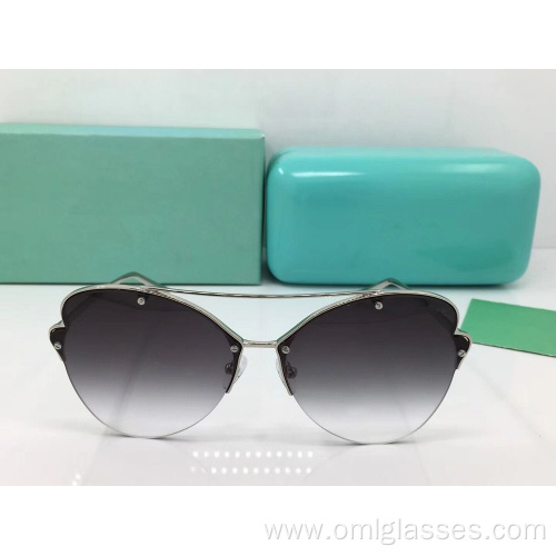 Semi Rimless Butterfly Sunglasses For Women